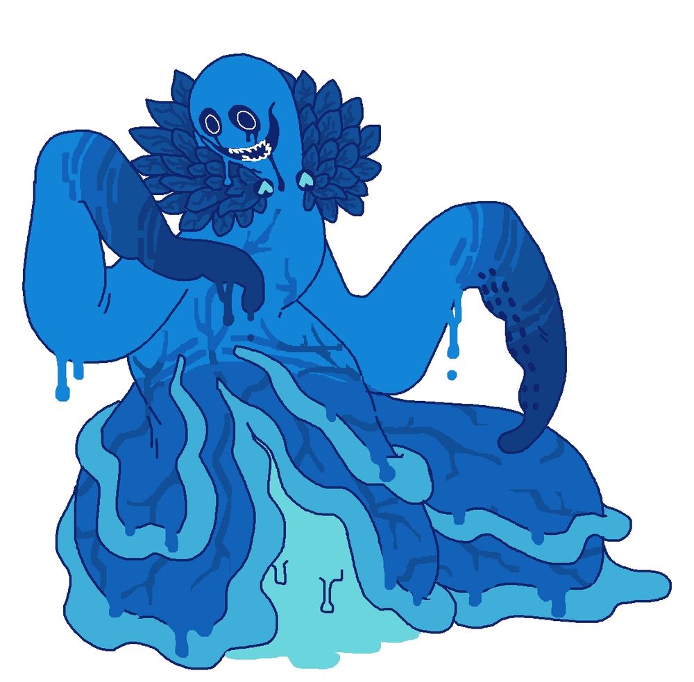 A blue creature also called "Imaginary Friend" but is called "Blue" or "Blueginary Friend" to discern the two. He adorns a more bulky build, body consisting of a liquid form as it drips. His frills and collar are that of a nudibranch