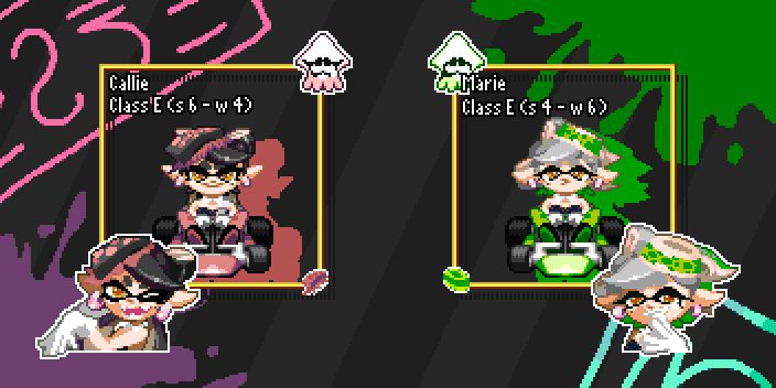 Callie and Marie's full set of sprites, seated in go-karts designed for Dr. Robotnik's Ring Racers.