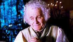 An animated gif of a thoughtful old man suddenly turning into a monster and grabbing the camera. You may recognize him as Bilbo Baggins from such hits as There and Back Again. 