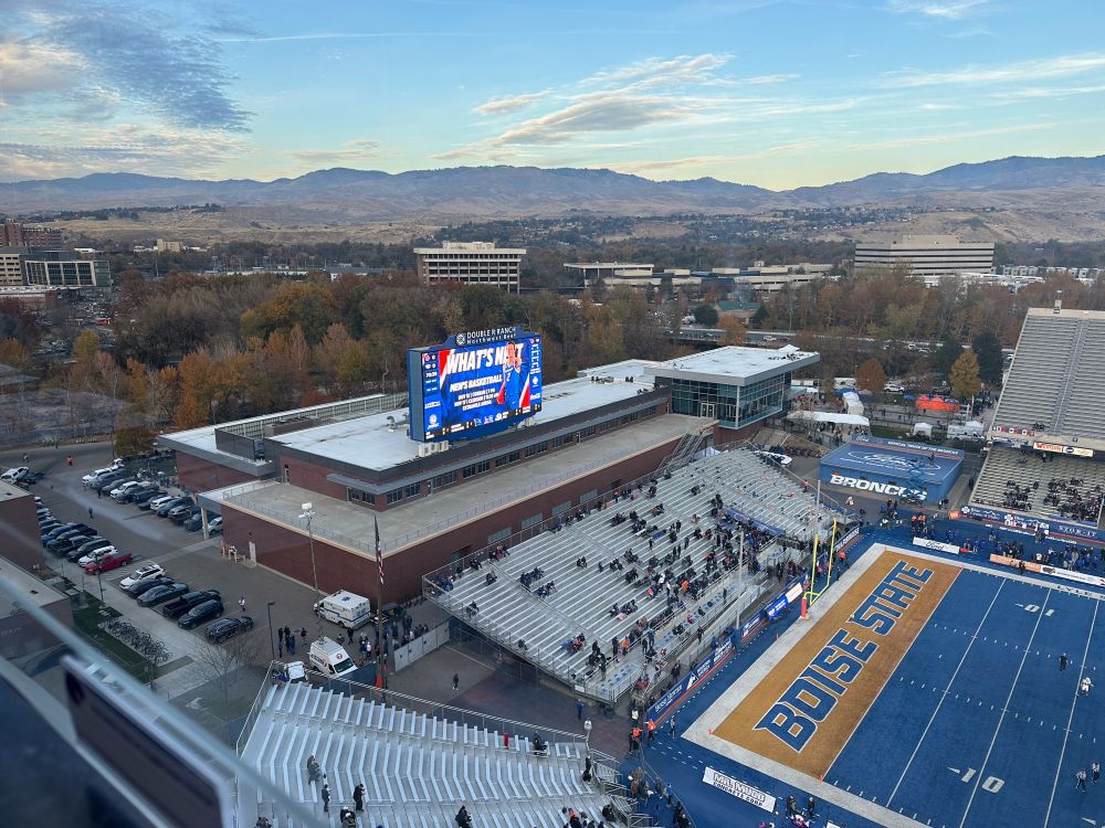 Boise State Albertsons stadium. North End Zone (NEZ). Scoreboard 