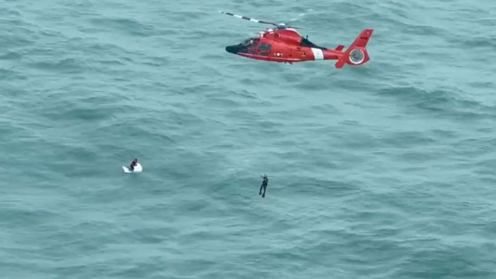 ‘We were ecstatic:’ Coast Guard rescues a man clinging to a cooler in open water