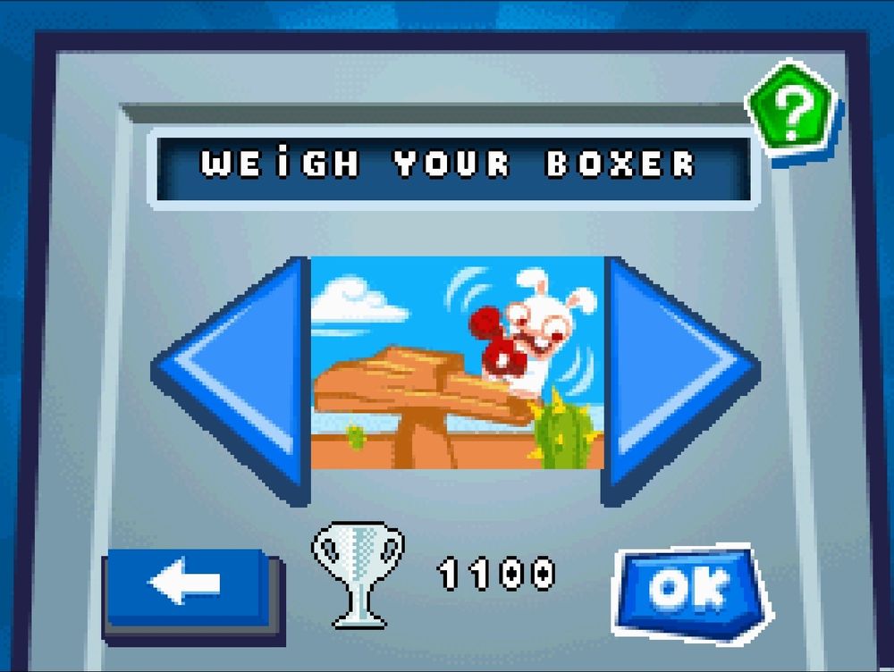 "WEIGH YOUR BOXER" minigame. The trophy is silver, score is 1100.