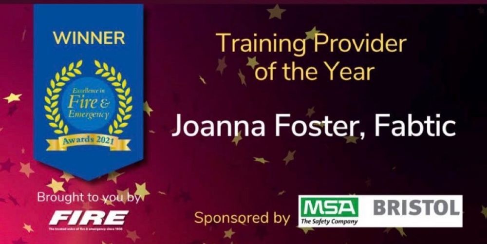 ‘Training Provider of the Year’ award for Joanna Foster of fabtic.