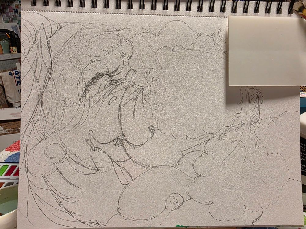 Wip of a moth and a rather enthusiastic little sheep froggy kissing. The moths name is soot. 