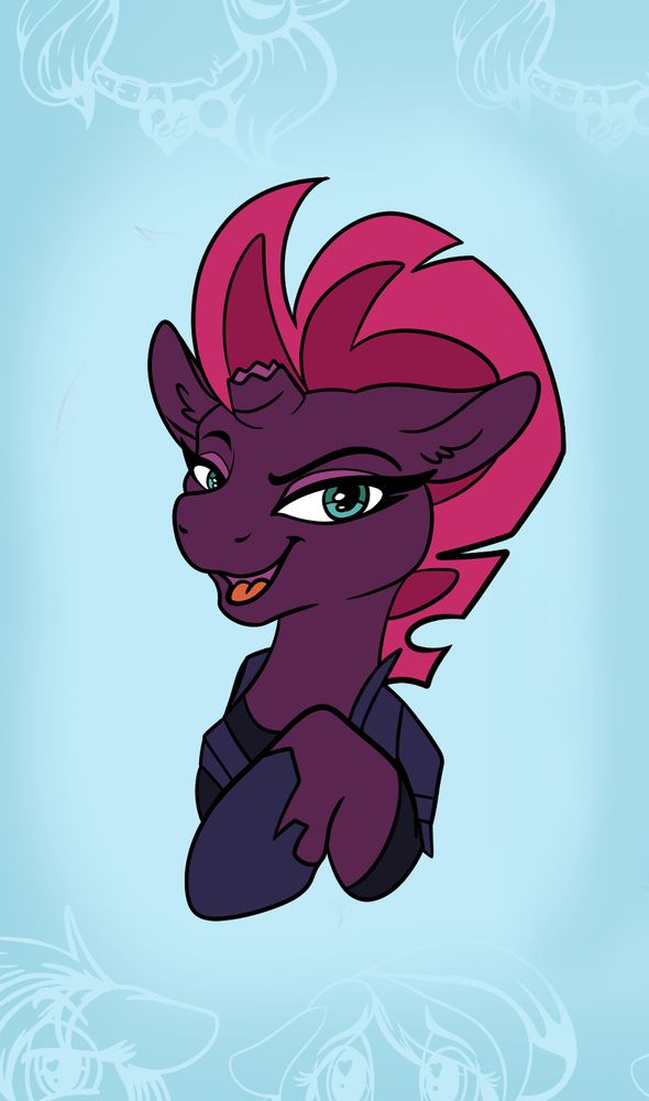 Enamel pin design of Tempest Shadow from MLP