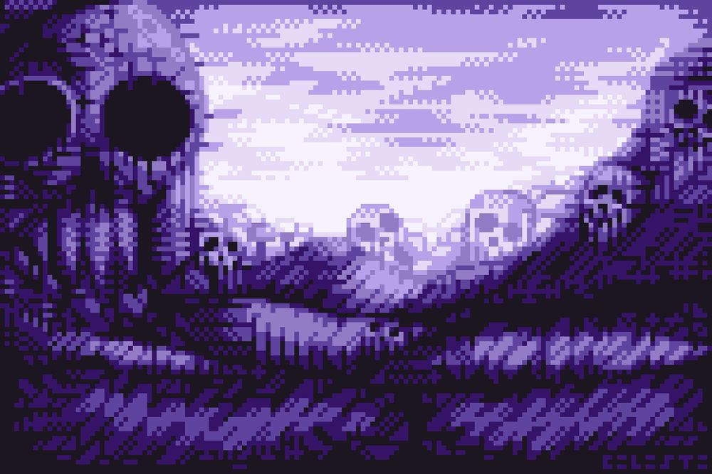 I took some time to make a bit of a larger landscape. This was a bit outside of my comfort zone since I usually make smaller drawings, so I hope it looks okay. [Palette: Shy-7 by Celeste] Thank you ! 