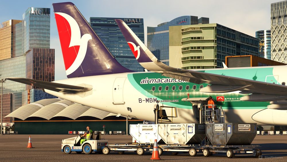 A321 On ramp in Macau International Airport — Microsoft Flight Simulator 2020 shot by xira
