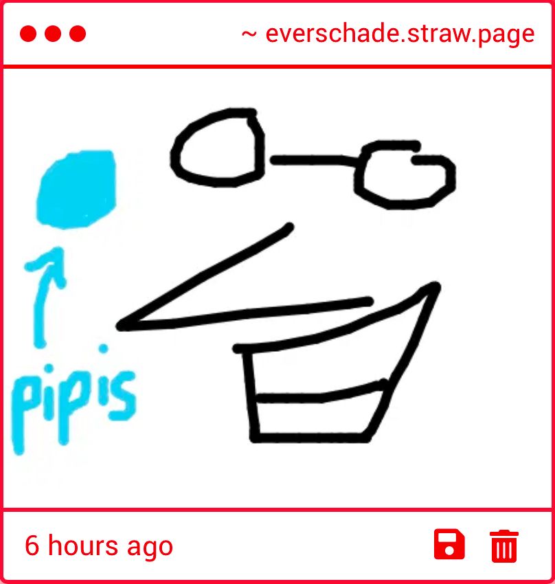 A strawpage drawing submission. It is Spamton’s face with a pipis off to the side, with it labeled and arrowed as such. Beautiful. 