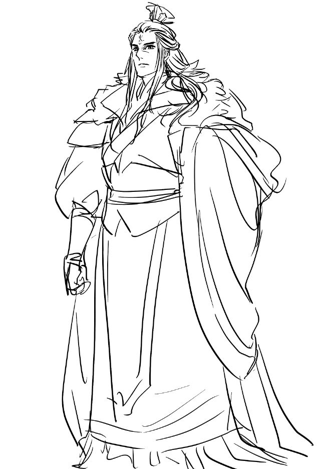 イラスト　天官賜福の神武大帝をやや骨太に描いている