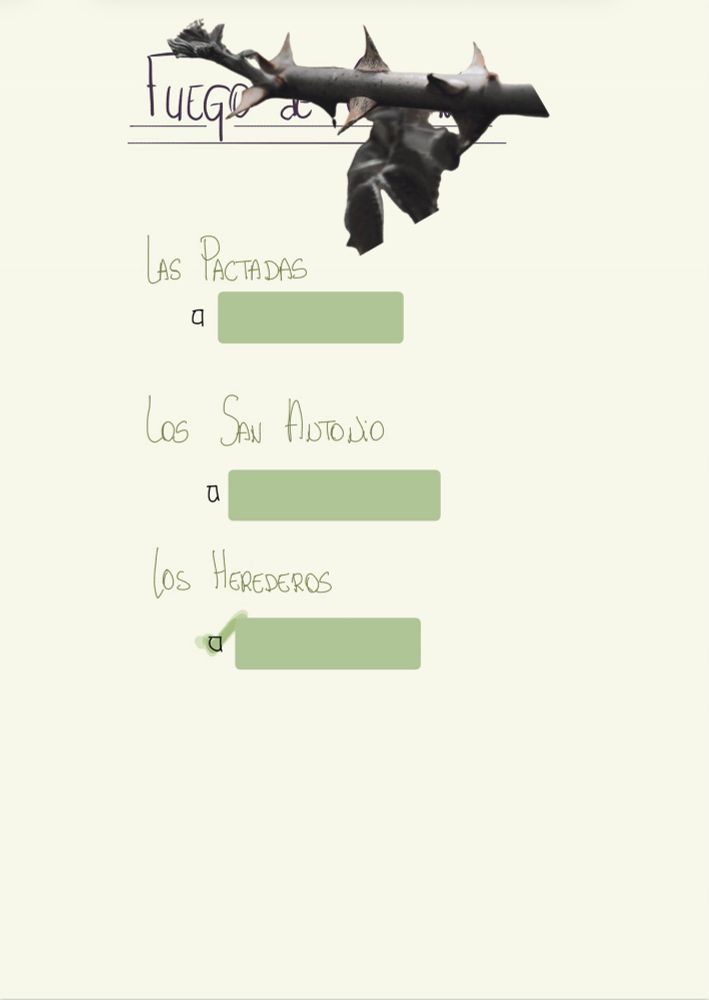 Listado Fuego
Las pactadas: cero de una
Los San Antonio: cero de una 
Los herederos: una de una