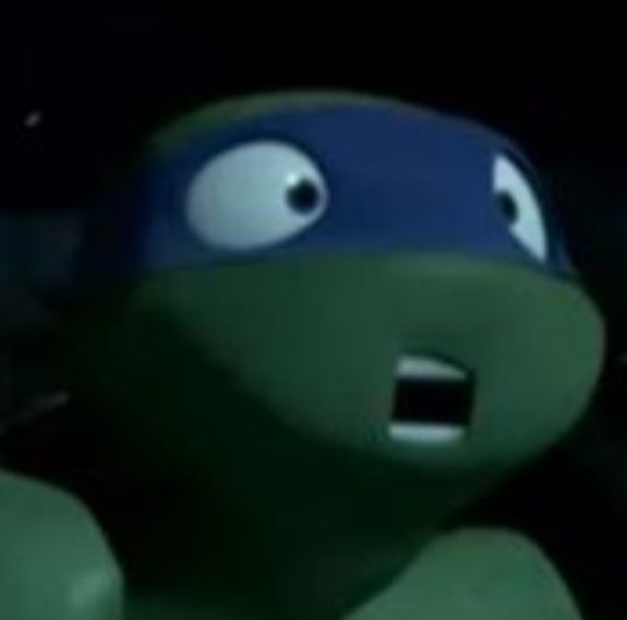 Leo gasping in shock, his eyes crossed in a goofy way.