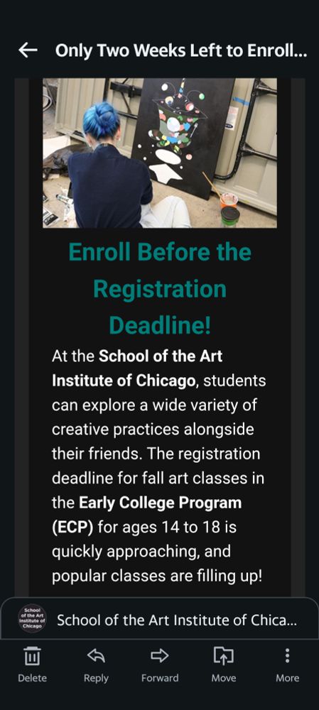 SAIC high school program sign up