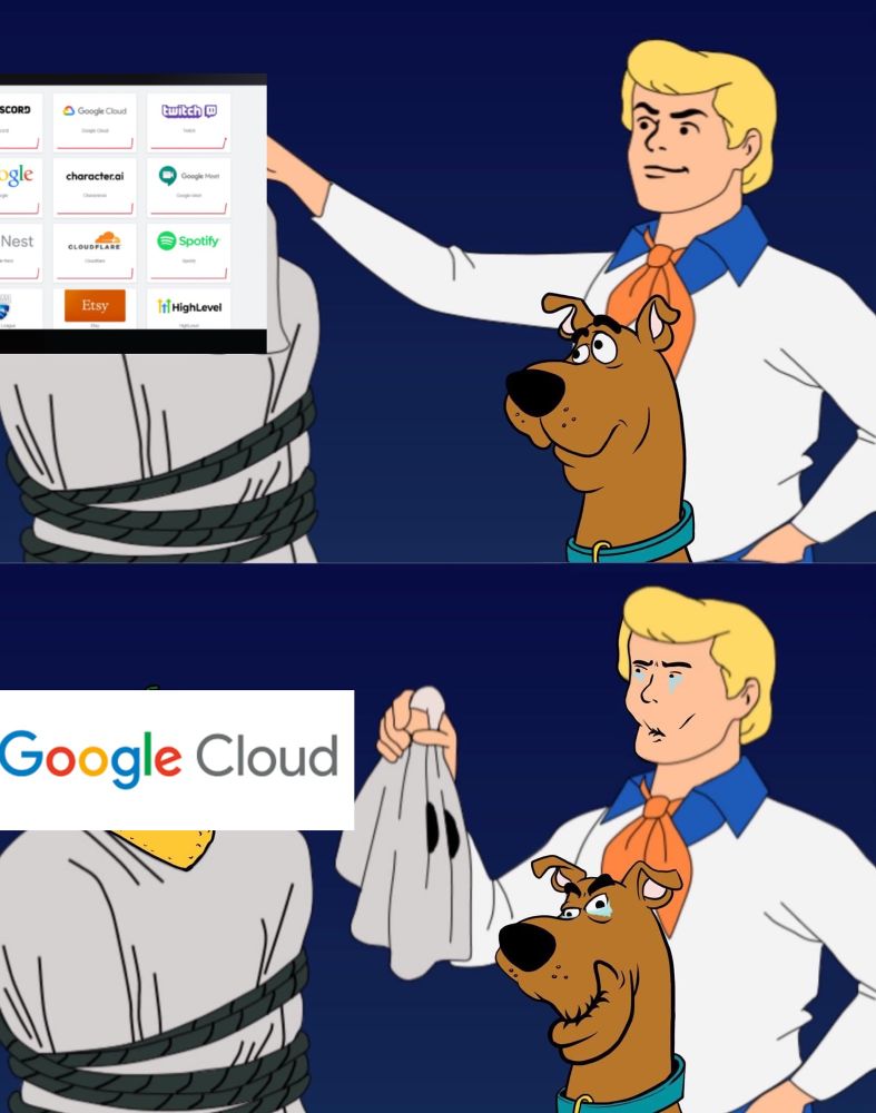 Fred & Scooby reveal the cause of the internet outage is Google