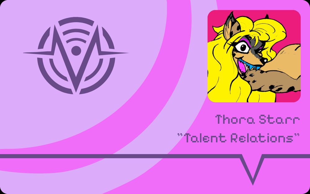 "voxtek employee ID card"  based on the Villainous Vees company Voxtek   Featuring Thorastarrs Hyena smiling in the Id photo. 
Role is described as "talent relations" in quotes implying nefarioous job duties. 