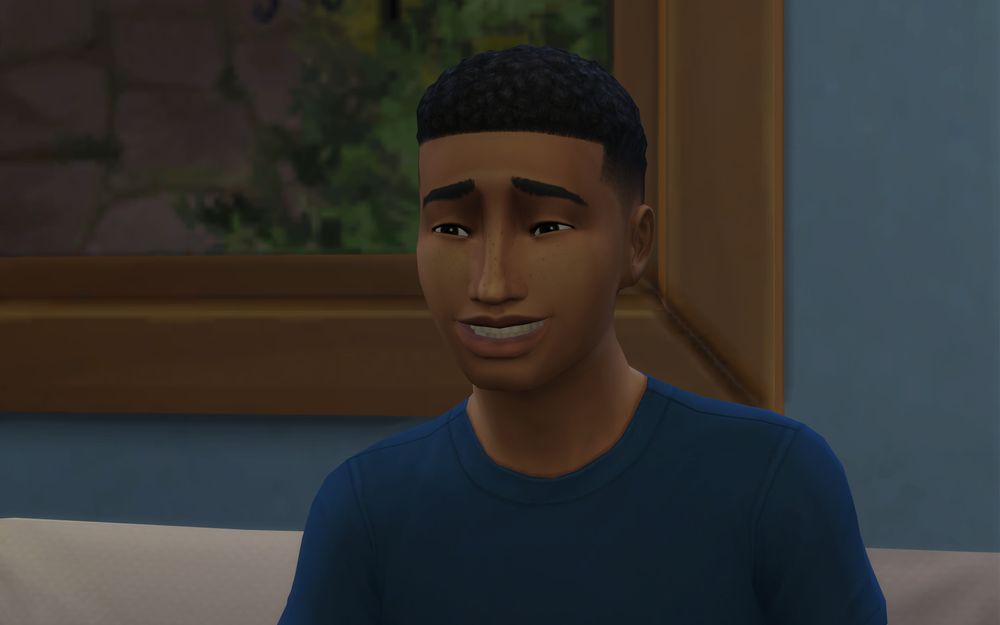 Max smiles awkwardly.