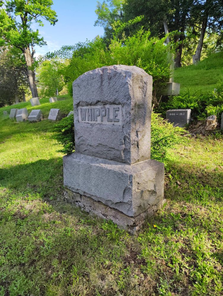 Photo of a gravestone labeled "WHIPPLE"