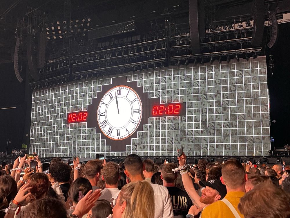 The countdown clock before the show