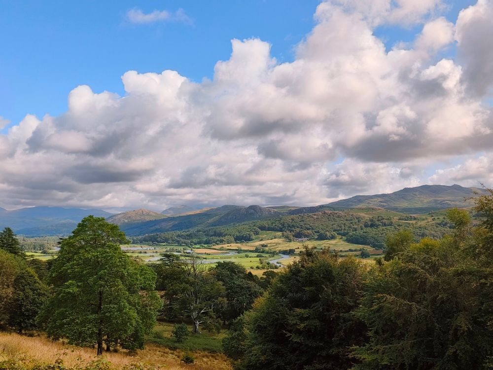 Beautiful panorama of the countryside around Muncaster Castle.