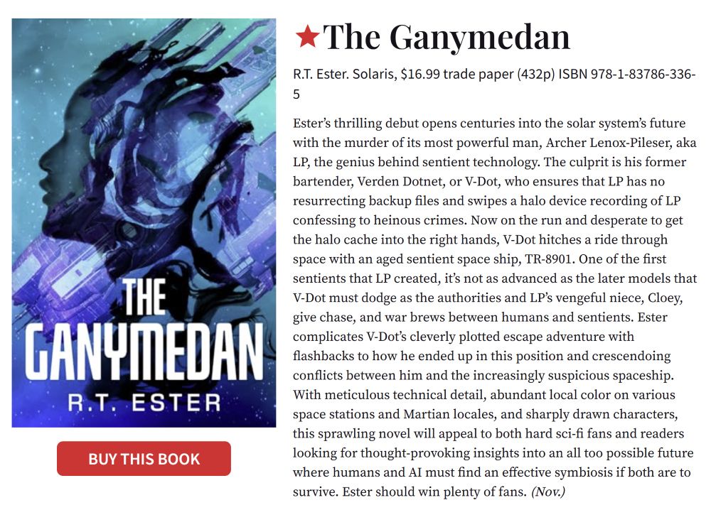 Starred Publishers Weekly review for The Ganymedan.