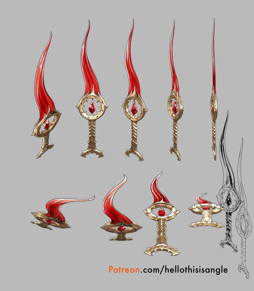 Bloodthirst Bhaal blade from Baldur’s gate 3 drawing assets available on Patreon.com/hellothisisangle