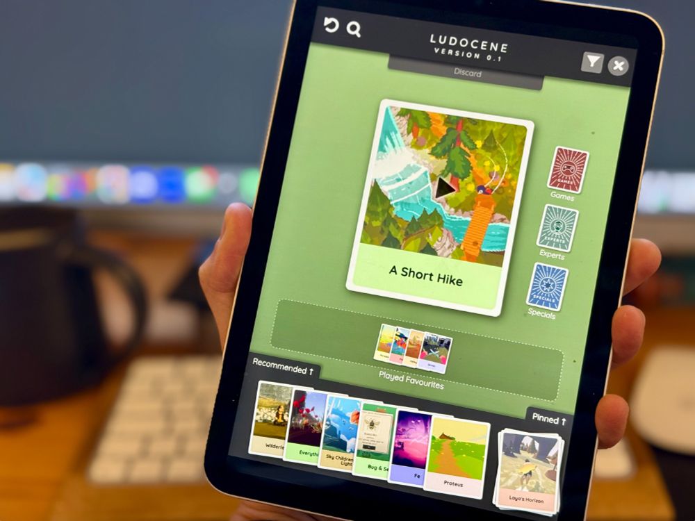 Ludocene app on screen with Short Hike card selected.