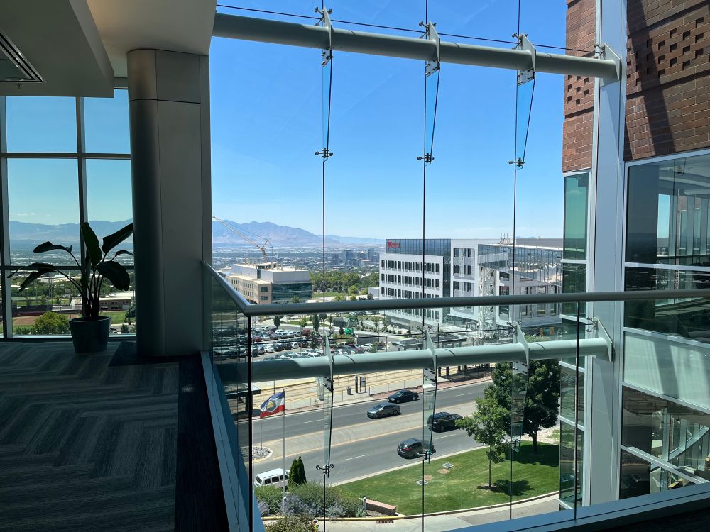 View from the 5th floor walkway of the Moran looking west toward downtown Salt Lake City. 