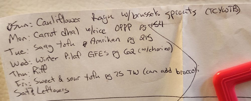 Short vegetarian meal plan for a whole week. 