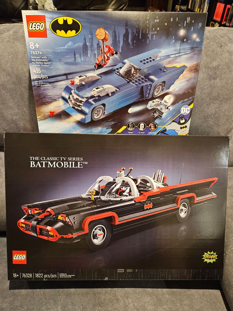 For Christmas my wife got me Lego sets 76328 The Classic Series Batmobile and 76274 Batman with the Batmobile vs. Harley Quinn and Mr. Freeze. You can never have too much Batman in your life.