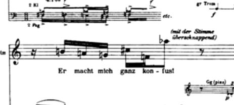 excerpt of the score from Wozzeck by Alban Berg showing a leap up a minor tenth from F to A-flat on the word 