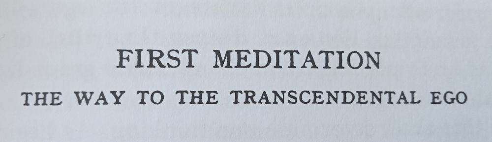 First Meditation 
The Way to the Transcendental Ego