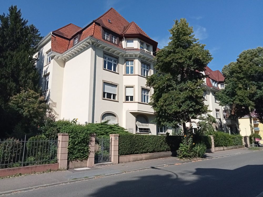 Edmund Husserl's house in Freiburg I'm Bresgau, a four-storey house with white walls and a brick-red roof