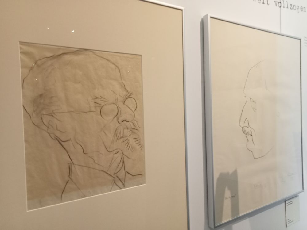 a pencil caricature portrait of Edmund Husserl 