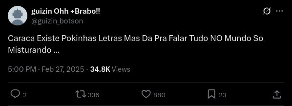 guizin Ohh +Brabo!! @guizin_botson
Caraca Existe Pokinhas Letras Mas Da Pra Falar Tudo NO Mundo So Misturando ...