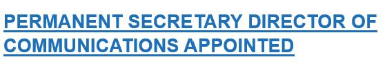 A headline from a gov.uk press release in all caps:  PERMANENT SECRETARY DIRECTOR OF COMMUNICATIONS APPOINTED