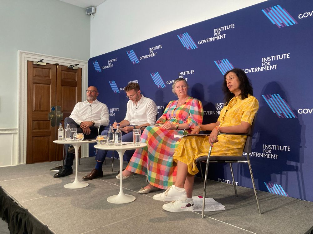 A panel of speakers at the Institute for Government 