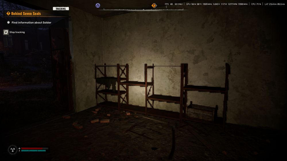 Screenshot of STALKER 2 looking like shit while only running at 40fps, despite the on screen performance overlay indicating the hardware's got plenty of unused power