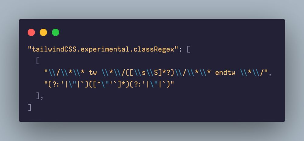 VS Code settings to apply tailwind intellisense