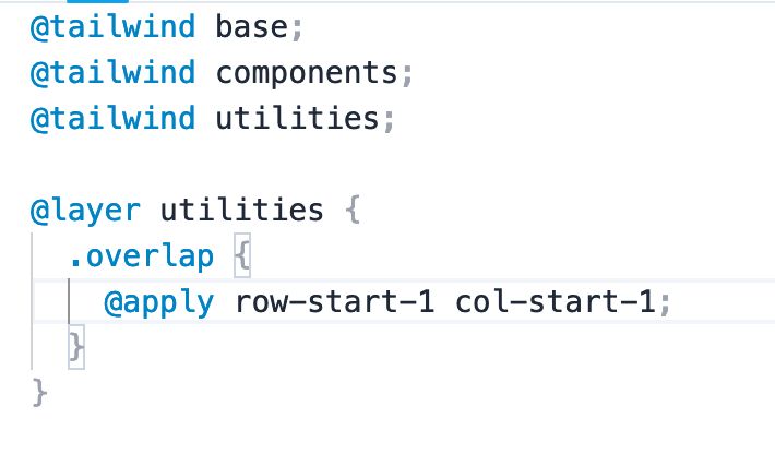 tailwind config to generate the overlap utility class

