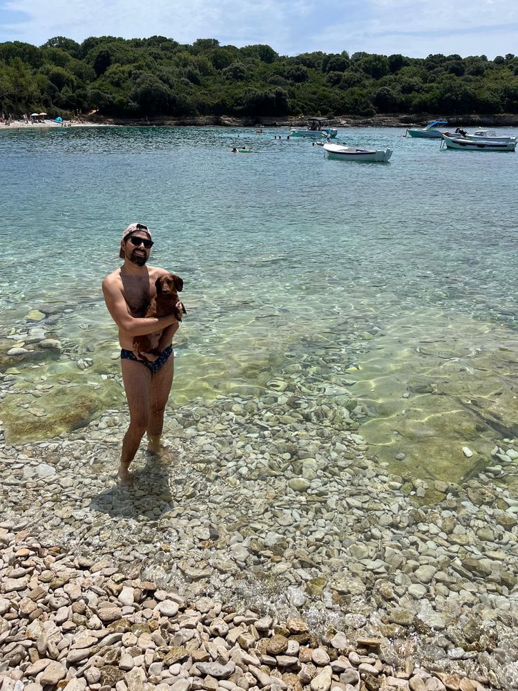 Me serving cunt with my little dog on the Polje seaside, Prematura (Croatia).