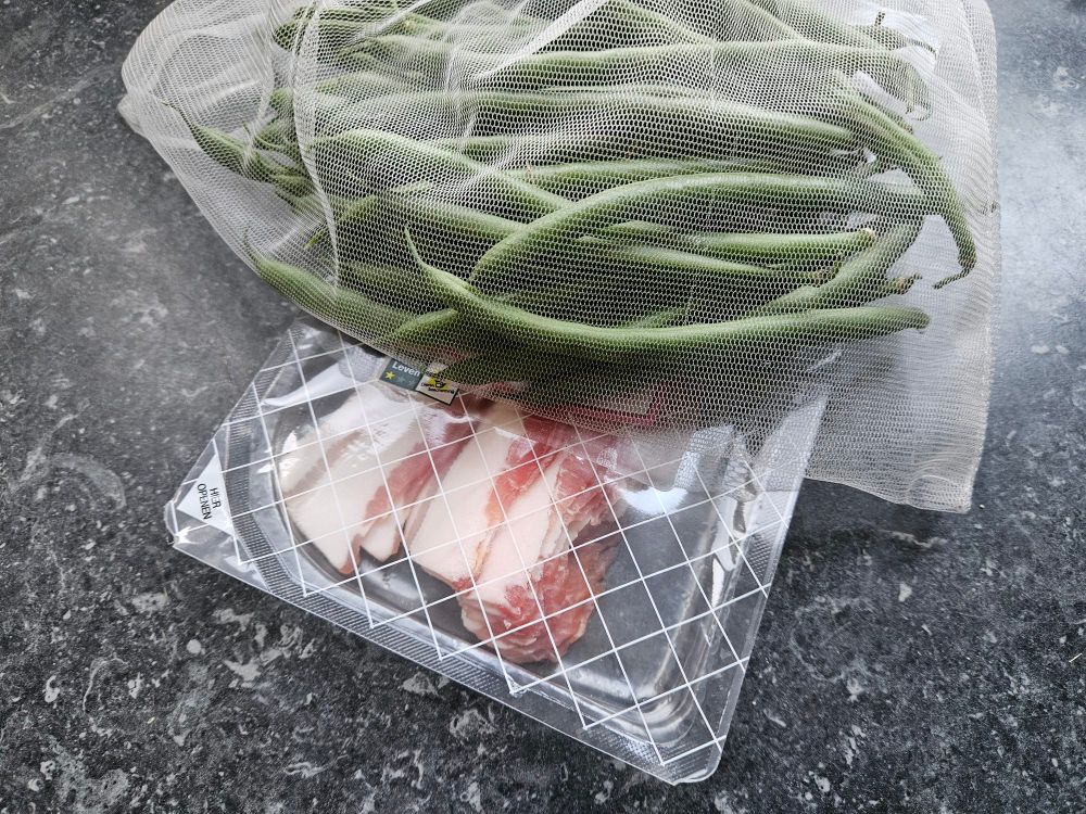 Sperziebonen en ontbijtspek