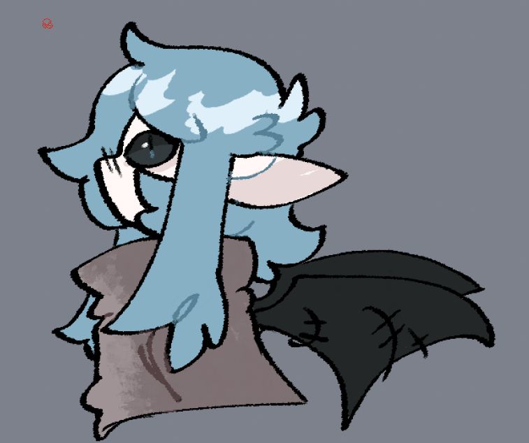 The same character in a profile view and with colours