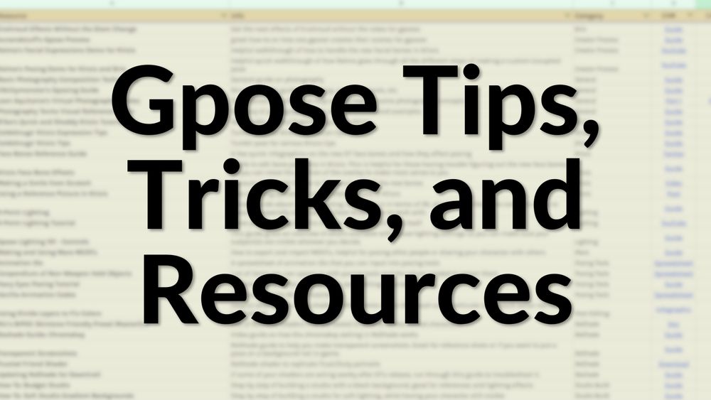 Banner of blurred-out spreadsheet that says "gpose tips, tricks, and resources"