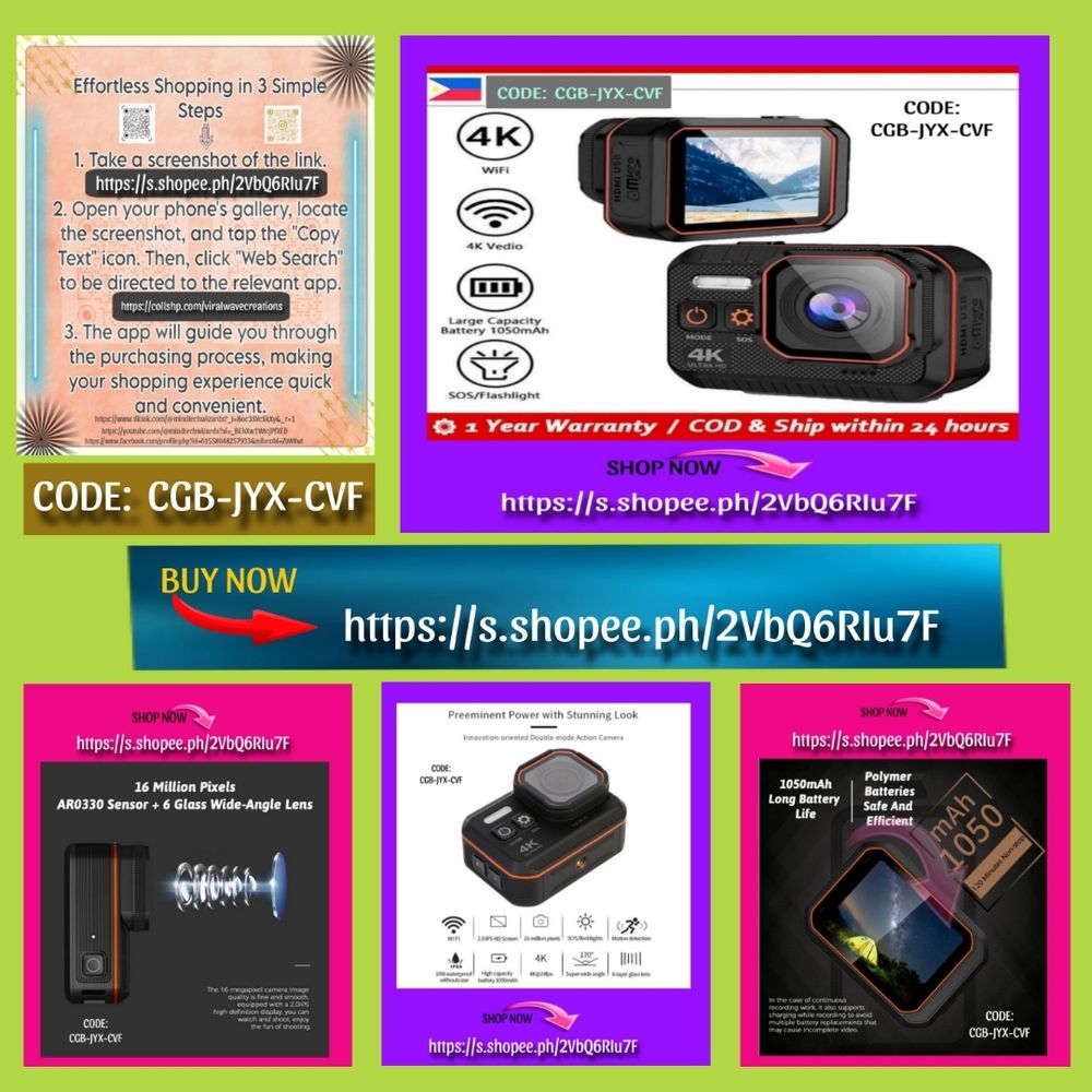 From epic rides to breathtaking views, your adventure starts here! 🌍 
🛒Place Your Order👇
https://s.shopee.ph/2VbQ6RIu7F
CODE:  CGB-JYX-CVF
#LiveToCapture