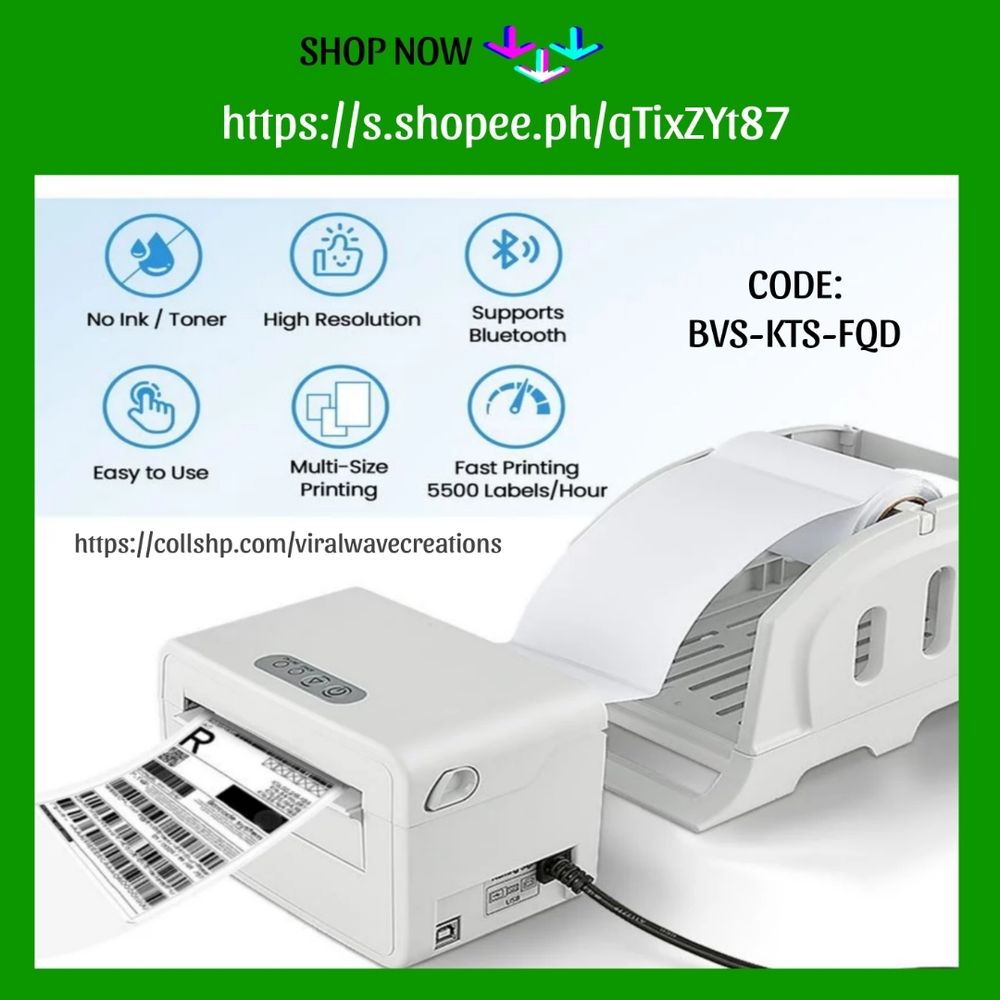 Boost efficiency with our portable thermal printer 🌟 🛒Button to Order👇
https://s.shopee.ph/qTixZYt87
CODE:  BVS-KTS-FQD
#WorkSmart