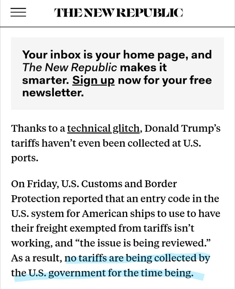 Screenshot of an article of The New Republic, explaining 