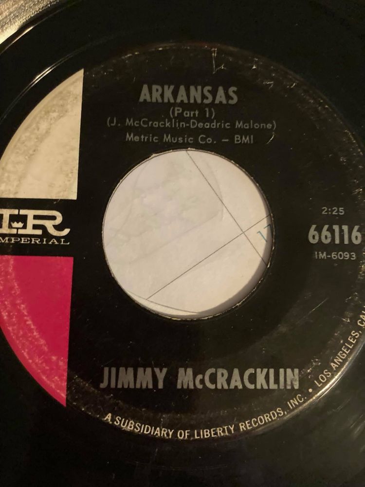 “Arkansas” 45 rpm single record by Jimmy McCracklin 