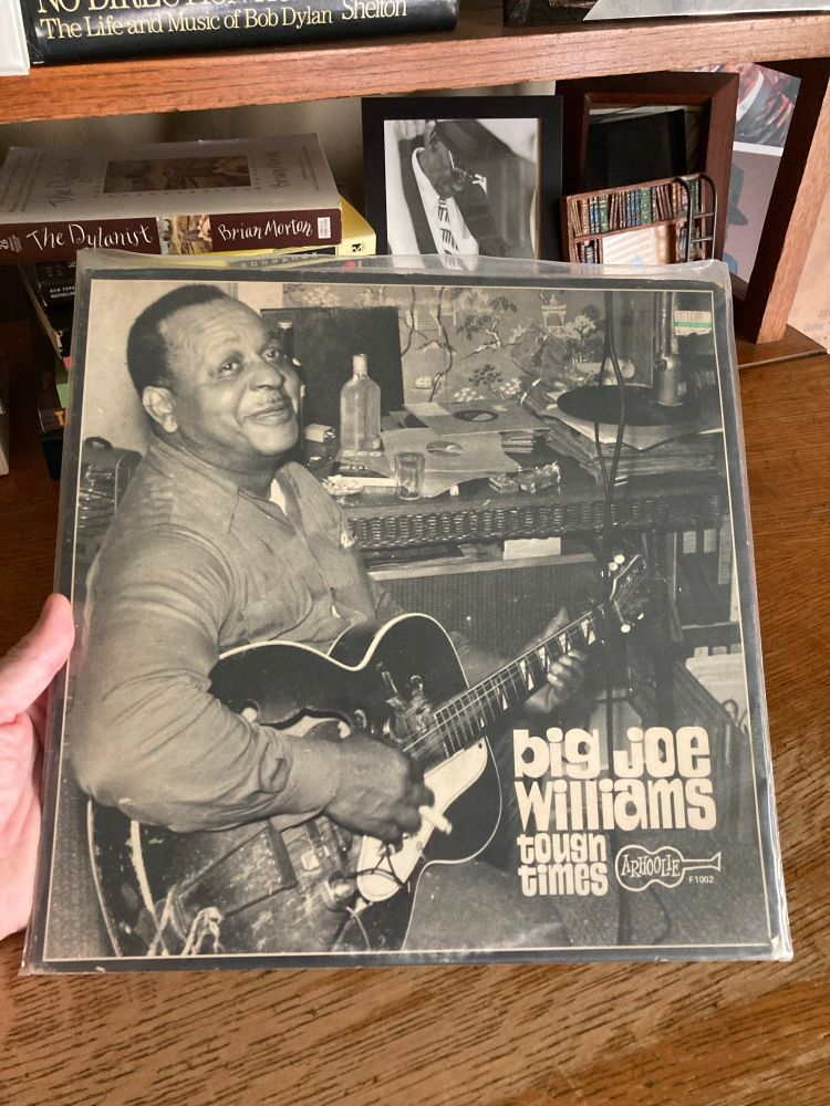 Record album (a later reissue of a 1960 release)
Big Joe Williams “Tough Times”
Cover photo of Williams playing guitar