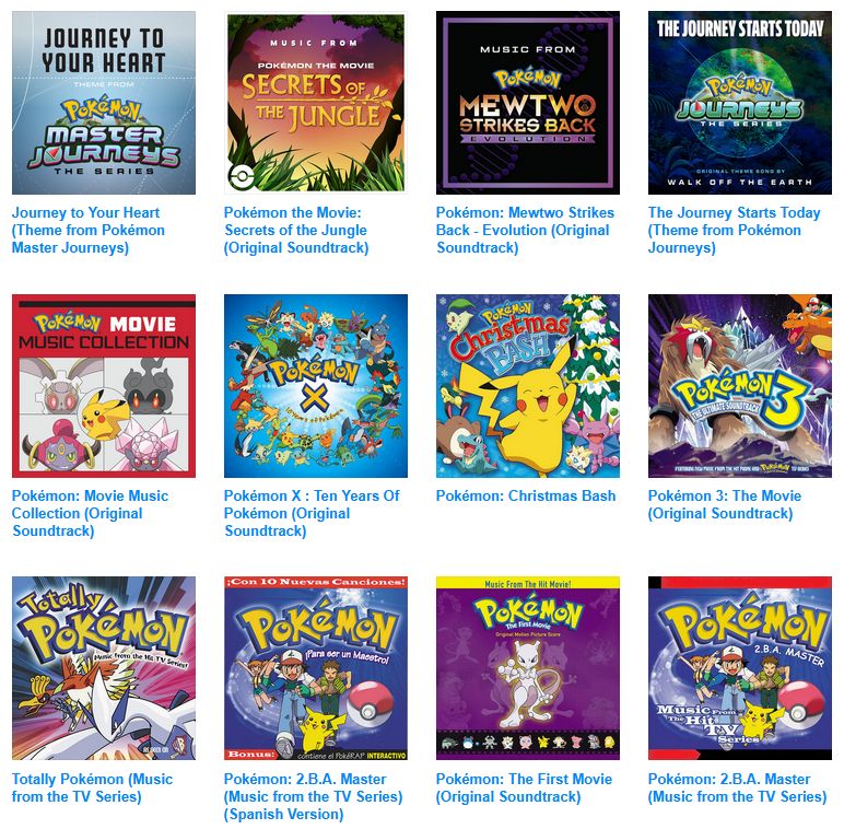 Okładki albumów z muzyką do filmów i serialu Pokemon