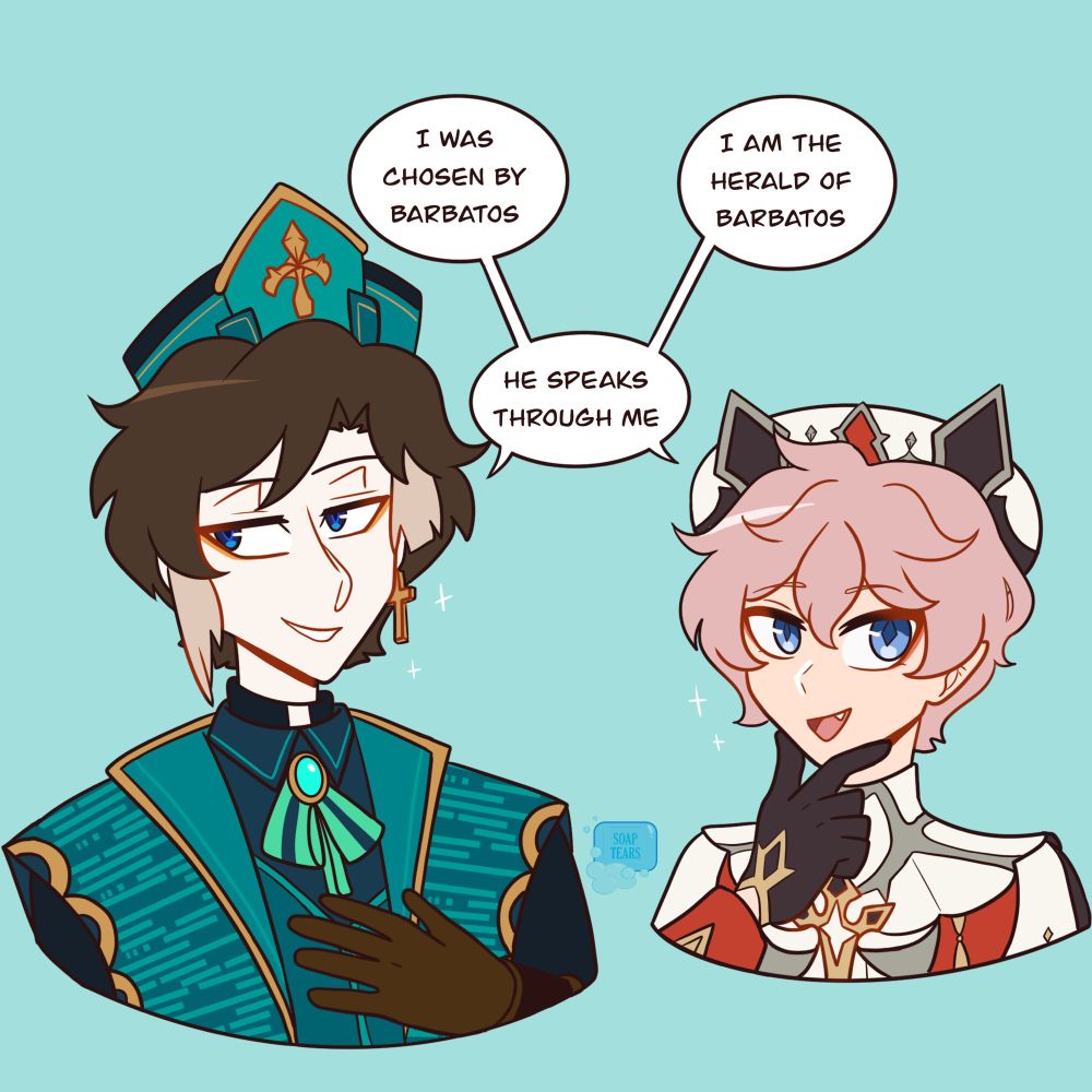 Yerik: “I was chosen by Barbatos”
Dahlia: “I am the herald of Barbatos”
Together: “He speaks through me.”