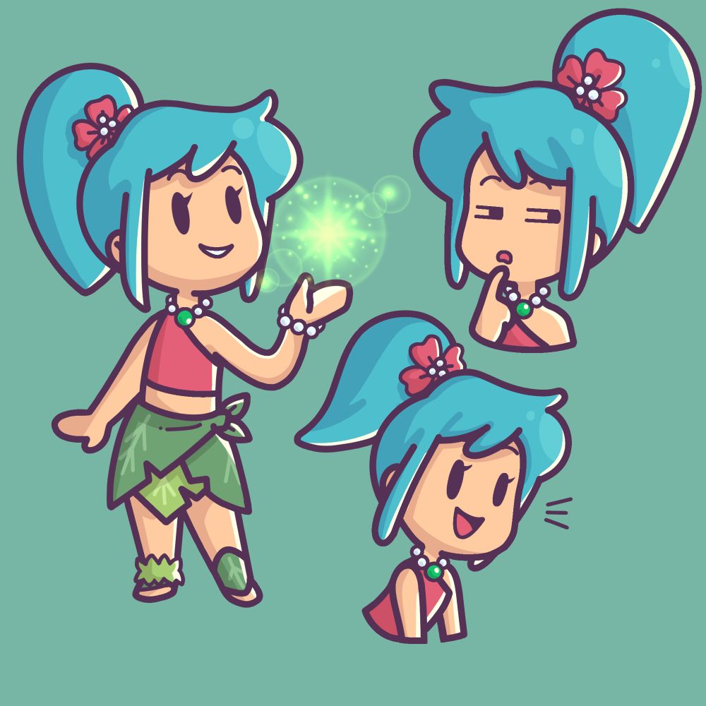 Three concept drawings of Marina from Castaways!